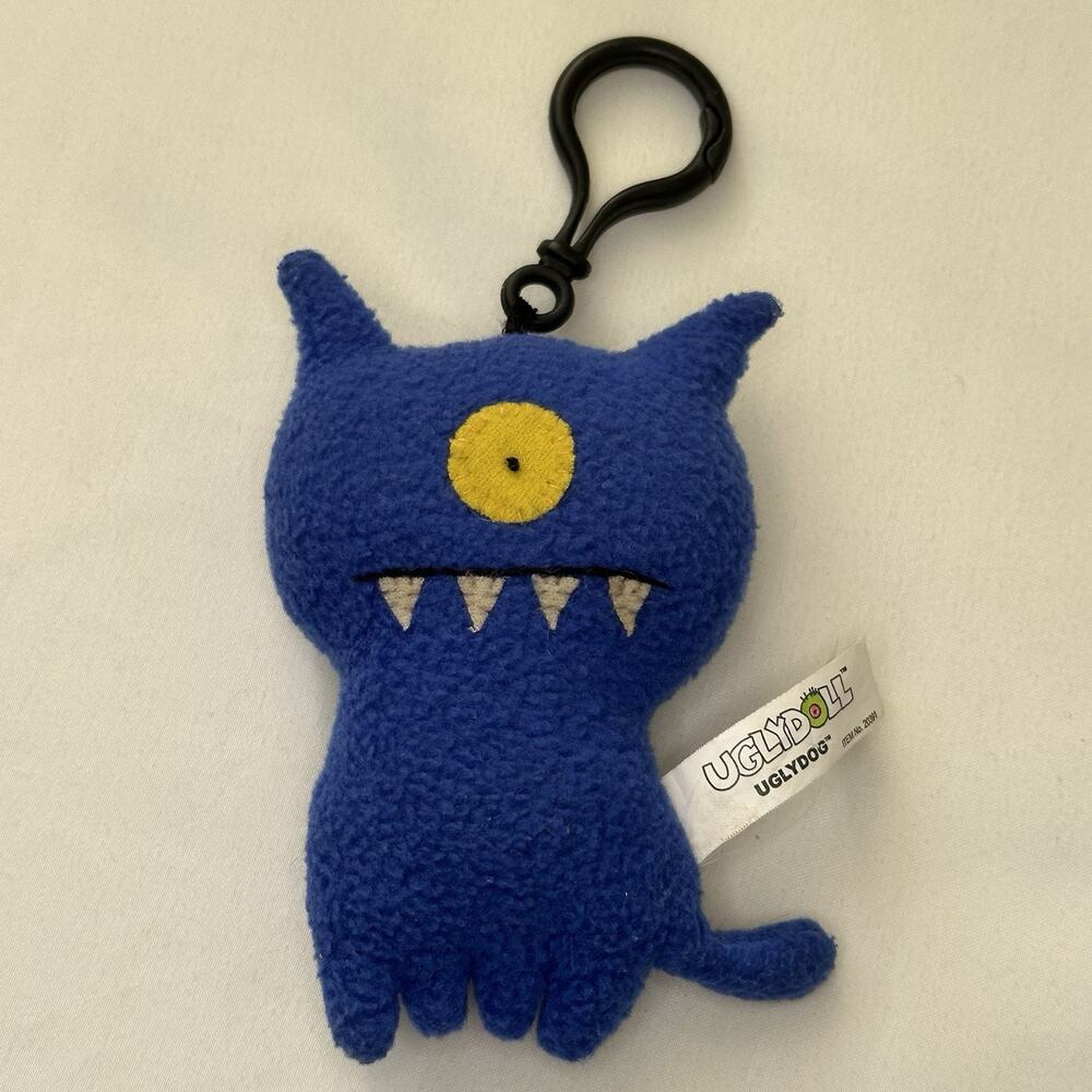 2004 Uglydoll Uglydog Blue Stuffed Plush Monster Clip Keychain 4.5” Vintage Rare